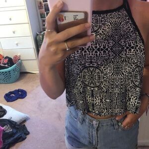 Black and white patterned crop top from Pacsun